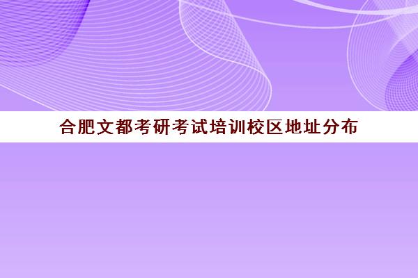 合肥文都考研考试培训校区地址分布（合肥考研培训机构哪个比较好）