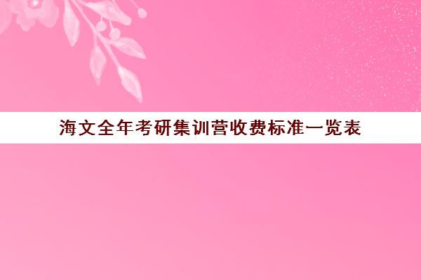 海文全年考研集训营收费标准一览表（海文考研培训班2024价格表）