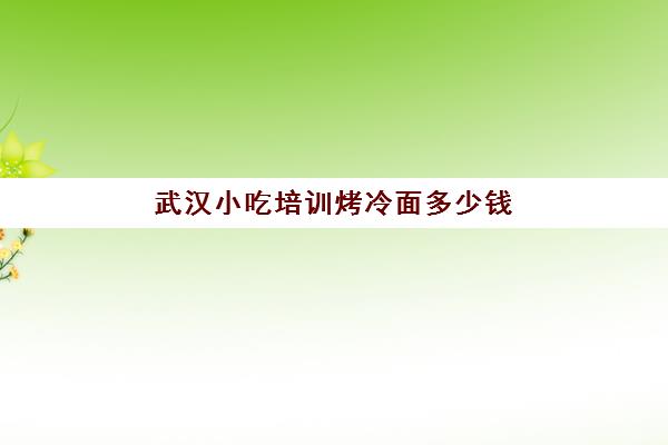 武汉小吃培训烤冷面多少钱(学武汉热干面学费多少钱)