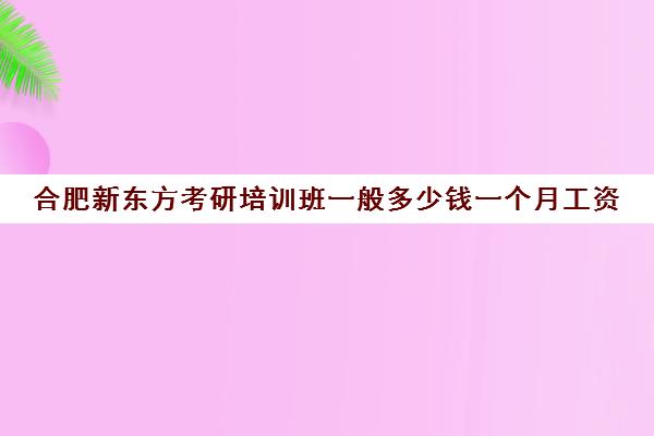 合肥新东方考研培训班一般多少钱一个月工资(合肥考研培训机构哪个比较好)