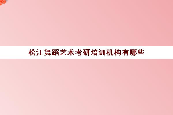 松江舞蹈艺术考研培训机构有哪些(上海十大考研培训机构)