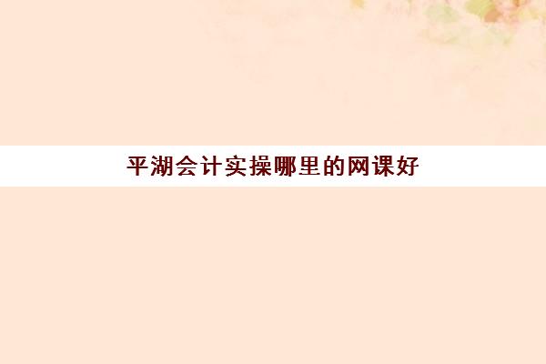 平湖会计实操哪里的网课好(会计证网课哪个好)