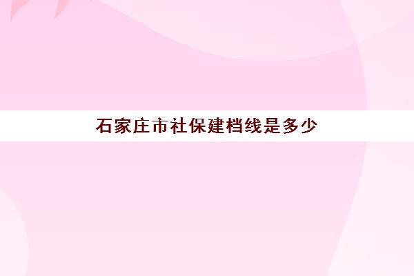 石家庄市社保建档线是多少(石家庄社保基数及比例)