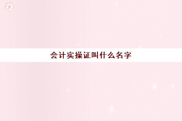 会计实操证叫什么名字(初会证书的全名)