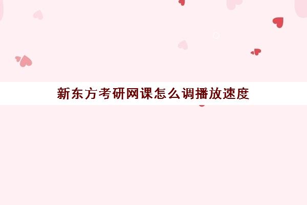 新东方考研网课怎么调播放速度(新东方考研怎么样啊)