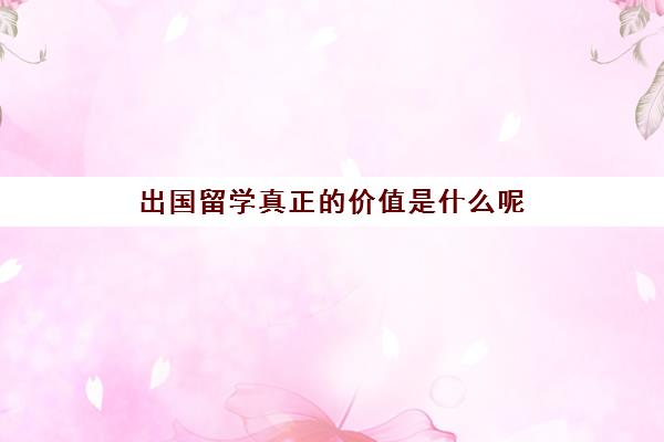 出国留学真正的价值是什么呢(出国留学有没有必要)