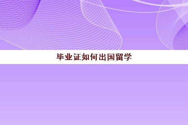 毕业证如何出国留学(出国留学回来好就业吗)