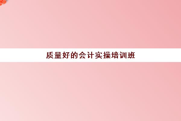 质量好的会计实操培训班(会计实务培训有用吗)