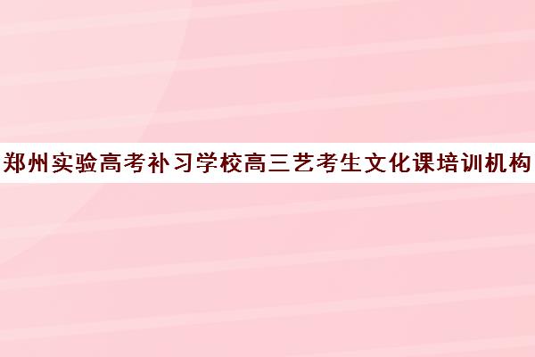 郑州实验高考补习学校高三艺考生文化课培训机构费用标准价格表