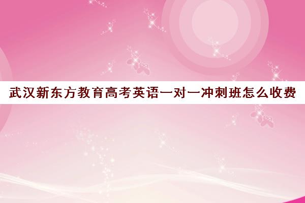 武汉新东方教育高考英语一对一冲刺班怎么收费（新东方高考冲刺班有用吗）