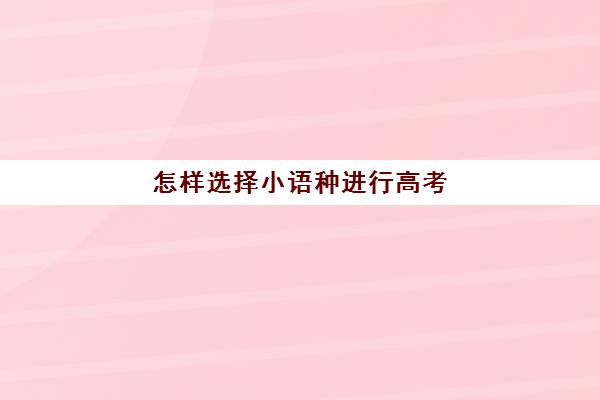 怎样选择小语种进行高考(小语种如何选择)