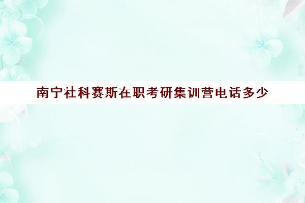 南宁社科赛斯在职考研集训营电话多少（社科赛斯考研机构怎么样）