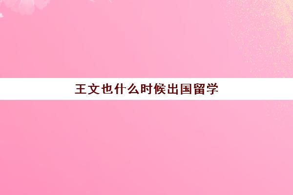 王文也什么时候出国留学(一般大几出国留学)