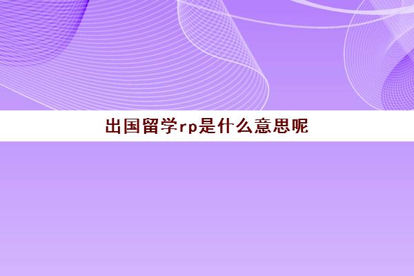 出国留学rp是什么意思呢(出国签证是什么)