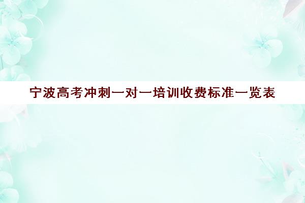 宁波高考冲刺一对一培训收费标准一览表(高考一对一辅导多少钱一小时)