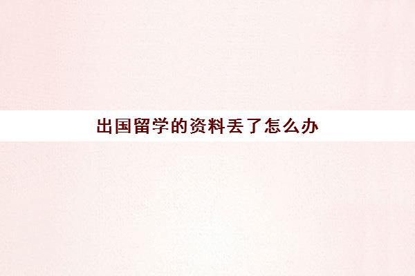 出国留学的资料丢了怎么办(教育部留学服务中心档案存放)