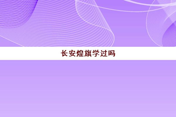 长安煌旗学过吗(长安幻想65风伯选什么系)