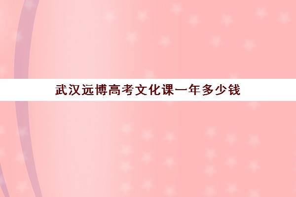 武汉远博高考文化课一年多少钱(武汉最好的艺考生文化培训)