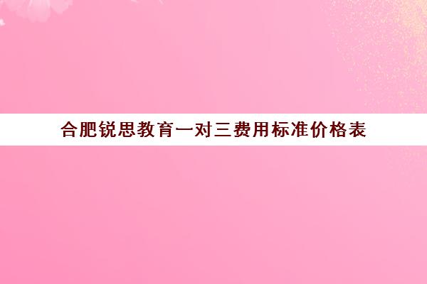 合肥锐思教育一对三费用标准价格表（合肥初中培训机构排名前十）