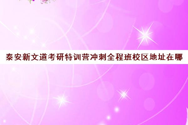 泰安新文道考研特训营冲刺全程班校区地址在哪（新文道考研怎么样）