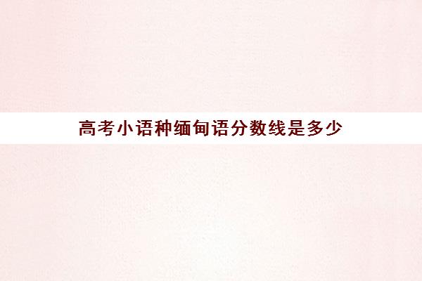 高考小语种缅甸语分数线是多少(小语种怎么报考大学)