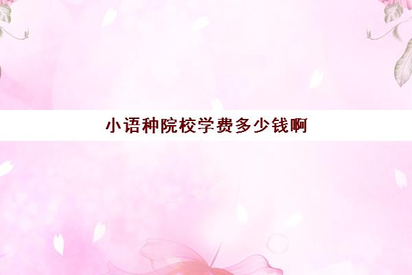 小语种院校学费多少钱啊(学小语种出国留学费用)