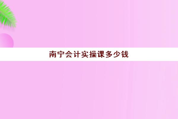 南宁会计实操课多少钱(会计初级课程多少钱)