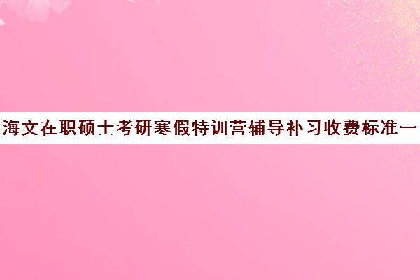 海文在职硕士考研寒假特训营辅导补习收费标准一览表