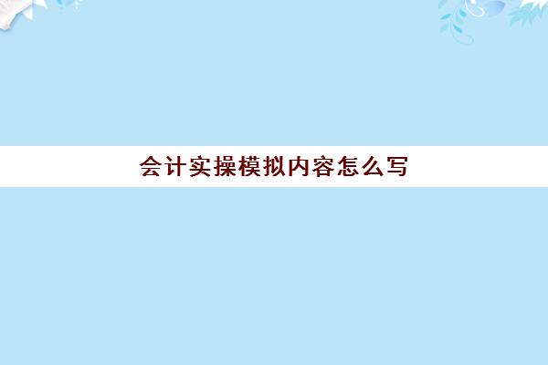 会计实操模拟内容怎么写(会计实训步骤)