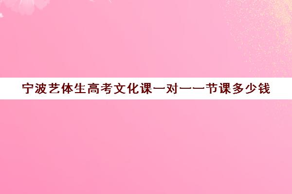 宁波艺体生高考文化课一对一一节课多少钱(宁波播音艺考费是多少)