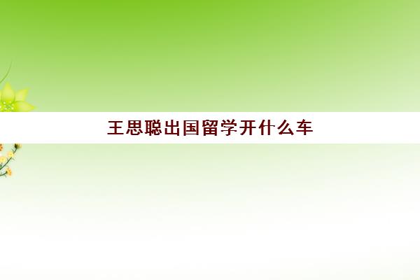 王思聪出国留学开什么车(马化腾开着什么车)