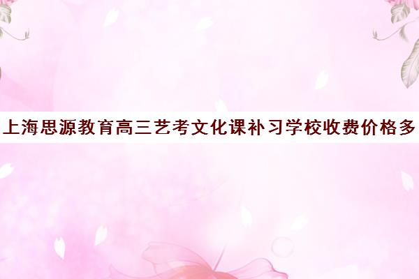 上海思源教育高三艺考文化课补习学校收费价格多少钱