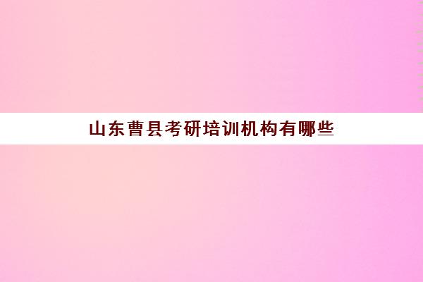 山东曹县考研培训机构有哪些(济南研硕教育培训学校)