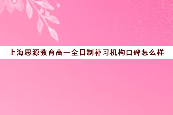 上海思源教育高一全日制补习机构口碑怎么样