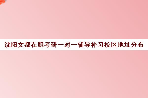 沈阳文都在职考研一对一辅导补习校区地址分布