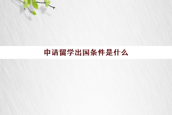 申请留学出国条件是什么(留学申请条件需要什么)