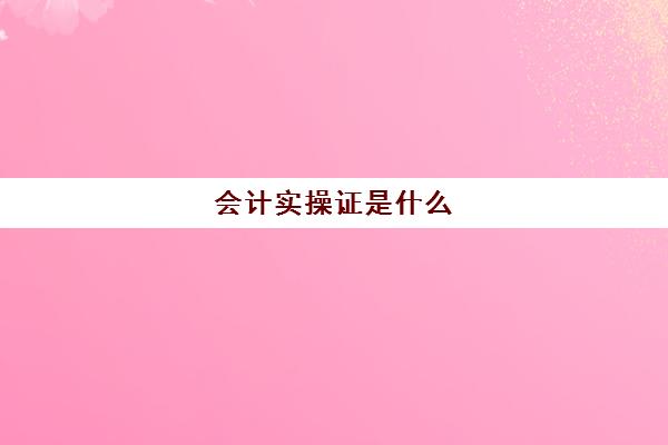 会计实操证是什么(会计要考的证书按顺序)