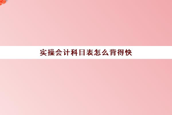 实操会计科目表怎么背得快(初级会计资产科目快速记忆口诀)