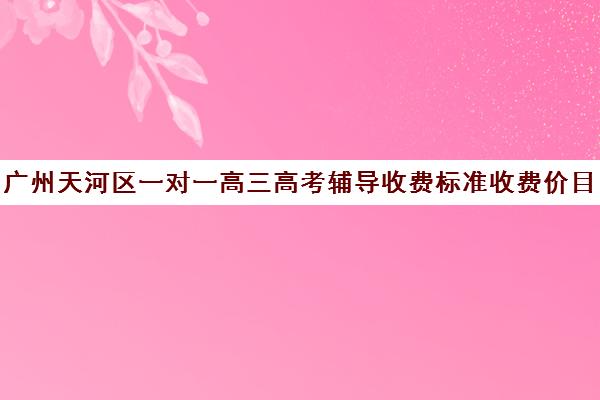 广州天河区一对一高三高考辅导收费标准收费价目表(广州高中学费一览表)