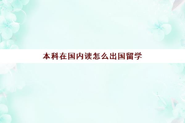 本科在国内读怎么出国留学(来中国留学需要什么条件)