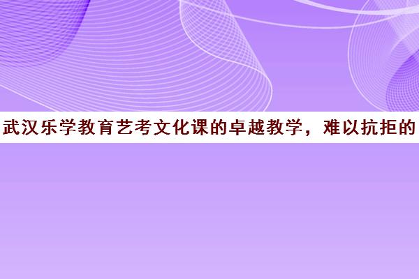 武汉乐学教育艺考文化课的卓越教学，难以抗拒的强势课程