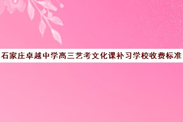 石家庄卓越中学高三艺考文化课补习学校收费标准一览表