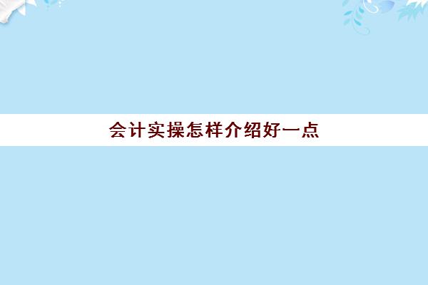 会计实操怎样介绍好一点(会计实训步骤与内容)