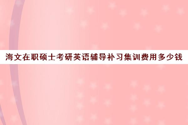 海文在职硕士考研英语辅导补习集训费用多少钱