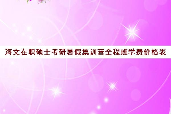 海文在职硕士考研暑假集训营全程班学费价格表（考研选海文还是新东方）