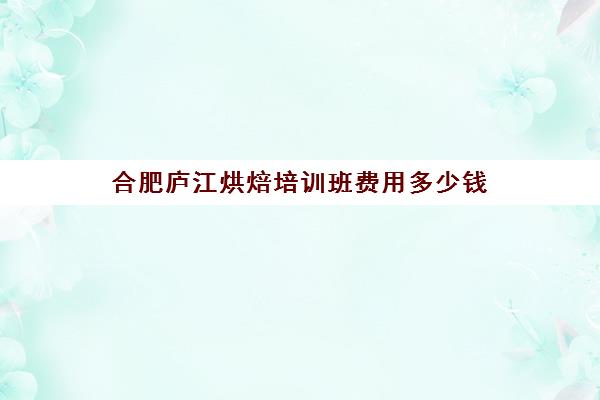 合肥庐江烘焙培训班费用多少钱(正规学烘焙学费价格表)