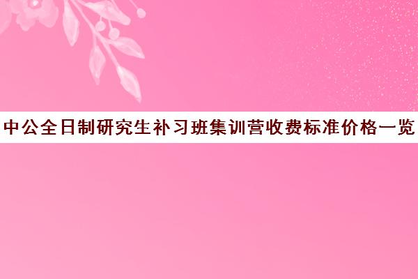 中公全日制研究生补习班集训营收费标准价格一览