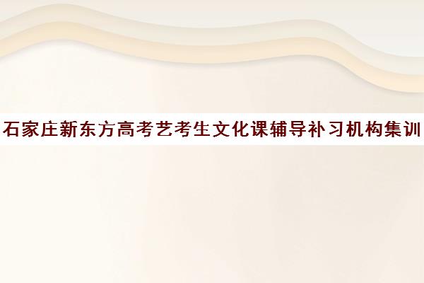 石家庄新东方高考艺考生文化课辅导补习机构集训费用多少钱