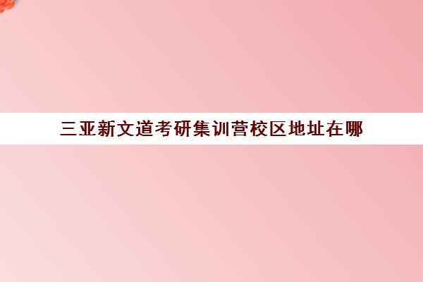 三亚新文道考研集训营校区地址在哪（杭州新文道考研集训营地）