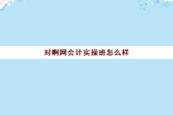 对啊网会计实操班怎么样(对啊网会计对啊网官网)